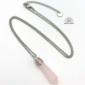 Rose Quartz Stainless Steel Necklace